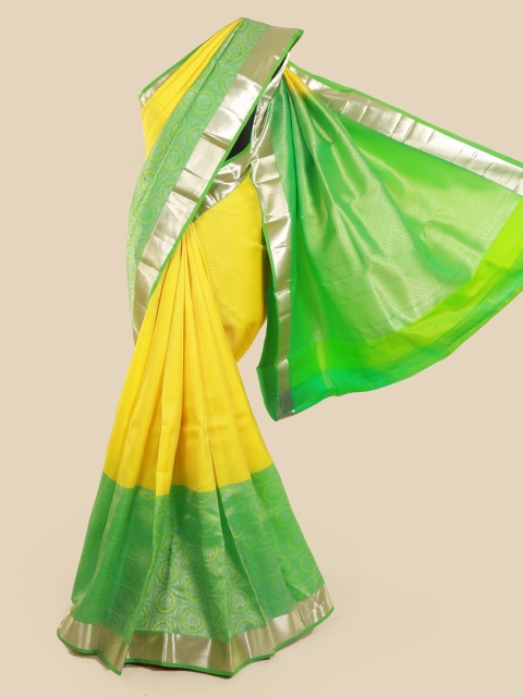 

Pothys Yellow & Green Pure Silk Printed Kanjeevaram Saree