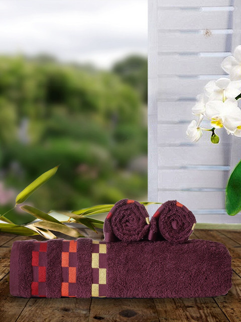 

BIANCA Set Of 6 Purple Striped 450 GSM Towel Set