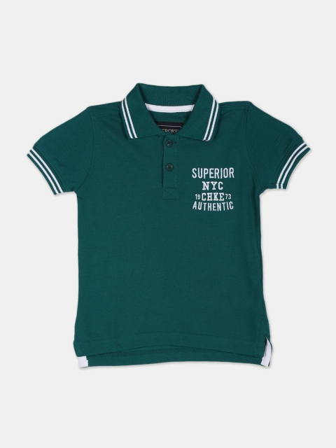 

Cherokee Boys Green Solid Polo Collar T-shirt