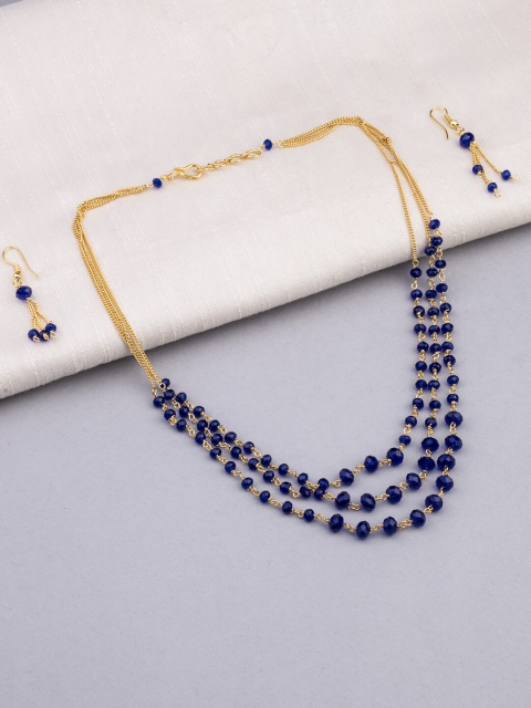 

Alankruthi Gold-Plated Blue Beaded Handcrafted Layered Jewellery Set