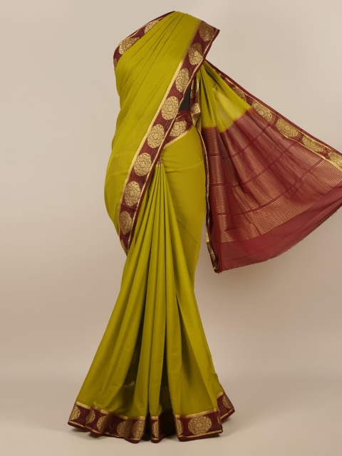 

Pothys Green Solid Poly Georgette Saree