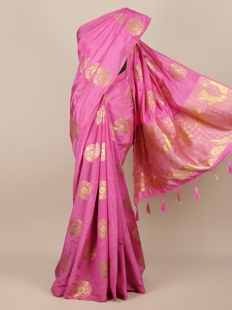 

Pothys Pink Woven Design Jute Silk Saree