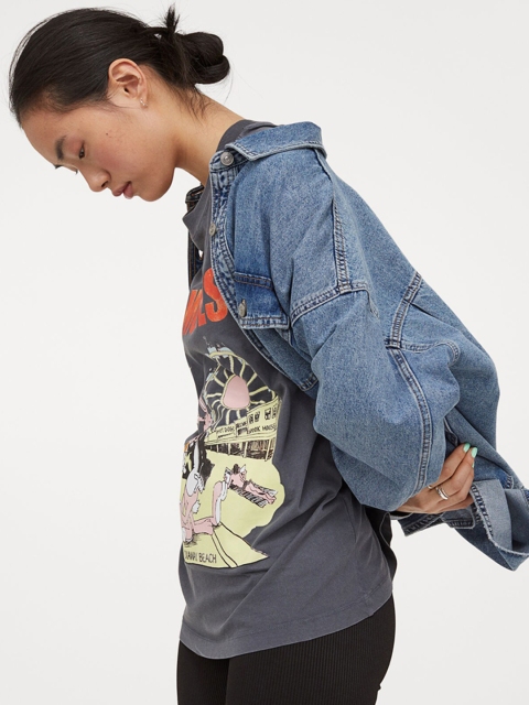 

H&M Women Grey Printed T-shirt