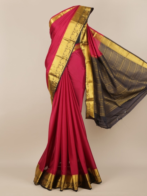 

Pothys Maroon Solid Poly Georgette Saree