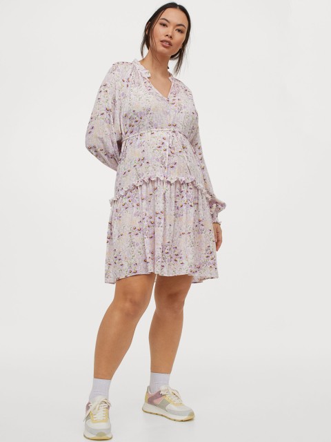 

H&M Women MAMA White & Purple Flared Dress