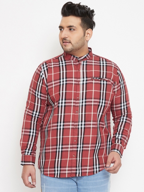 

Instafab Plus Men Red & Black Regular Fit Checked Casual Shirt