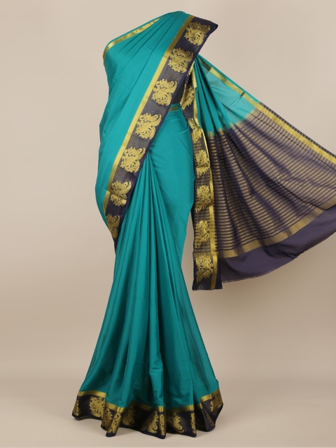 

Pothys Green & Black Poly Georgette Solid Saree
