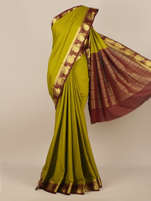 

Pothys Green & Maroon Poly Georgette Woven Design Saree