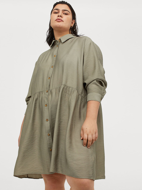 

H&M+ Women Green Shirt dress