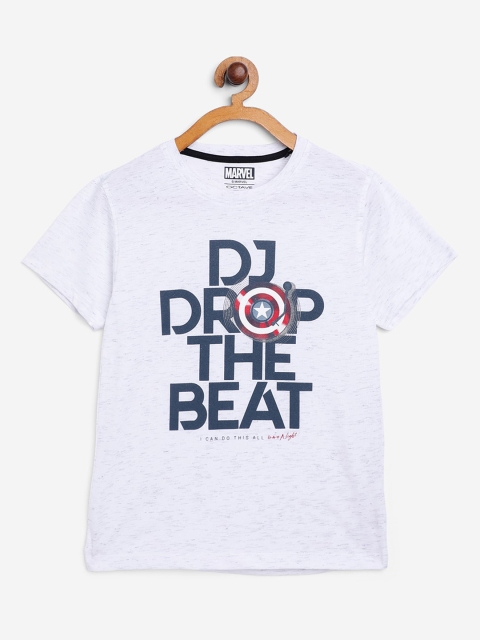

Octave Boys White Self Design Round Neck T-shirt