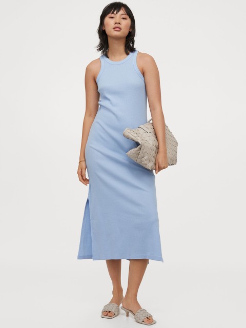 

H&M Women Blue Ribbed Vest Dress