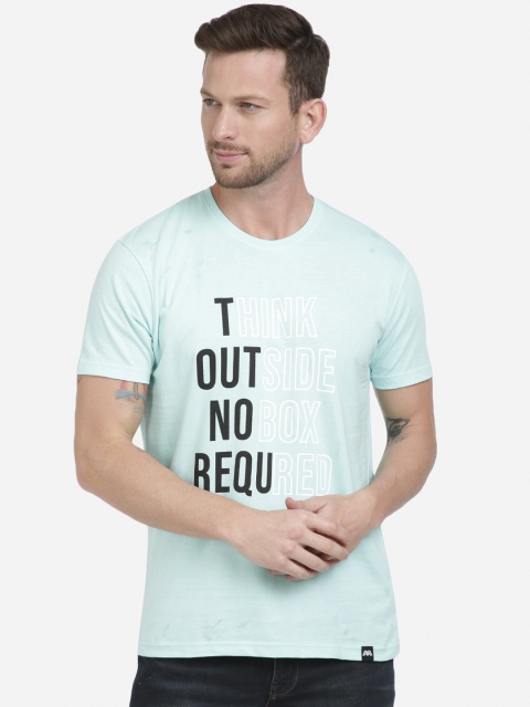 

MASH UNLIMITED Men Blue Printed Round Neck T-shirt