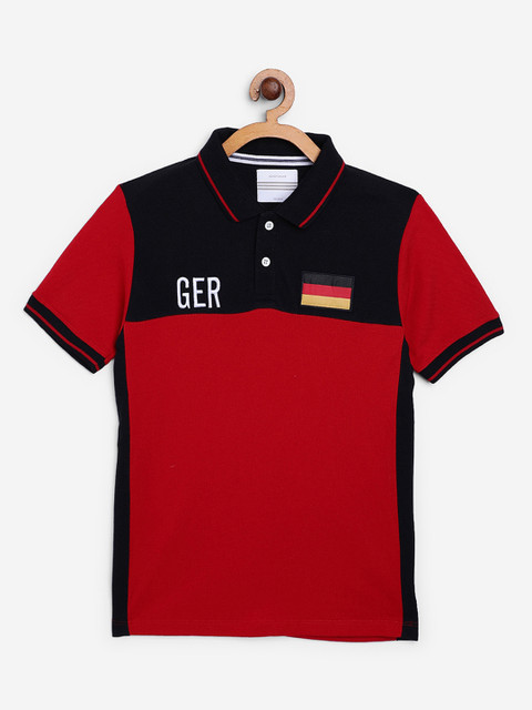 

Octave Boys Red Colourblocked Polo Collar T-shirt