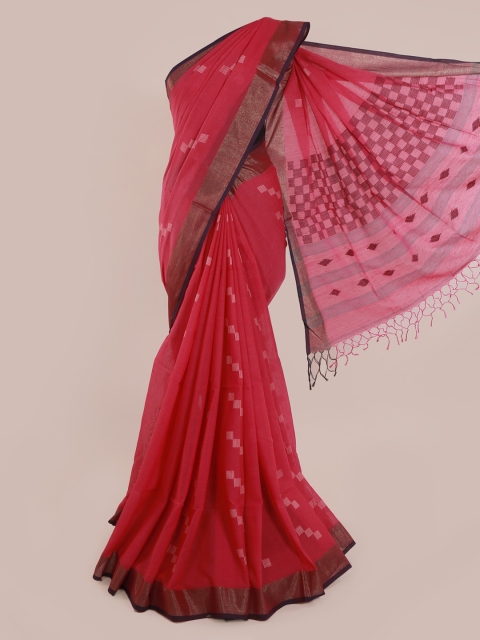 

Pothys Pink Printed Cotton Blend Saree