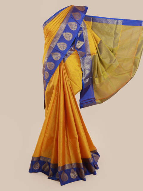 

Pothys Yellow Woven Design Cotton Blend Saree