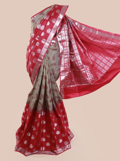 

Pothys Grey & Red Pure Silk Woven Design Kanjeevaram Saree