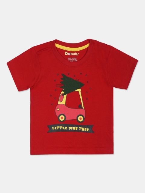 

Donuts Boys Red Printed Round Neck T-shirt