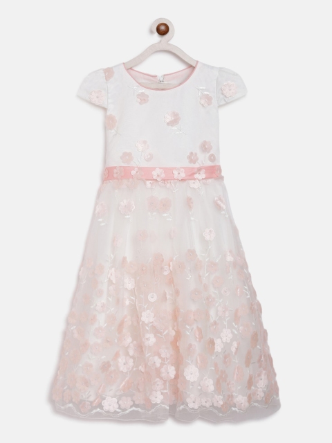 

Butterfly Blush Girls Pink Self Design Fit and Flare Dress