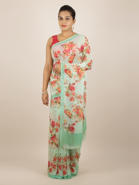 

Pothys Green & Pink Poly Georgette Printed Saree