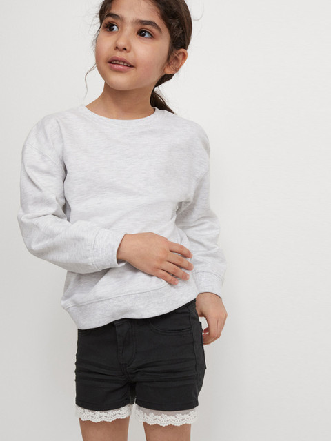

H&M Girls Cotton twill shorts, Black