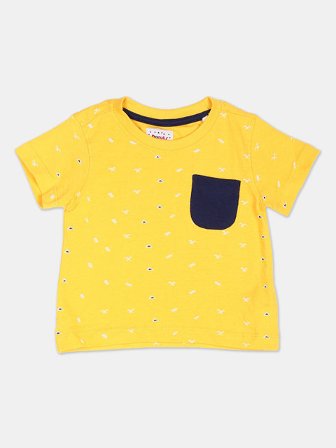 

Donuts Boys Yellow Printed V-Neck T-shirt