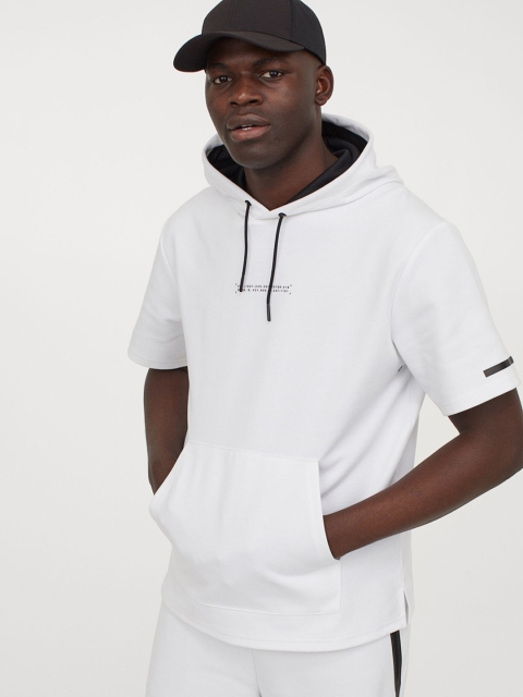 

H&M Men White Solid Sports Top Regular Fit
