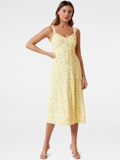 

Forever New Women Yellow Self Design A-Line Dress