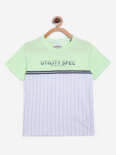 

Octave Boys Green Striped Round Neck T-shirt
