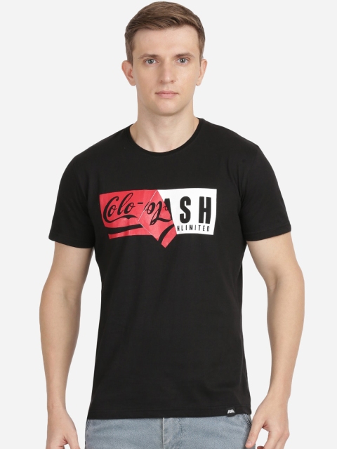 MASH UNLIMITED Men Black Printed Round Neck T-shirt