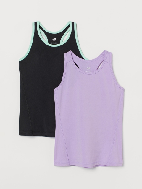 

H&M Girls Black & Purple 2-Pack Sports Vest Tops