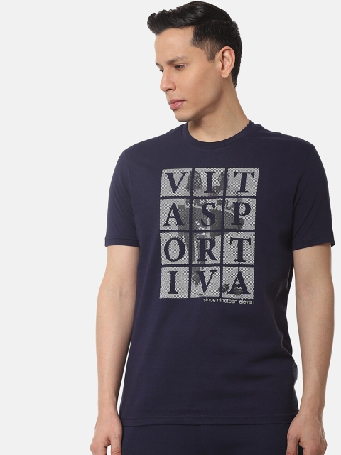

FILA Men Navy Blue Printed Round Neck T-shirt