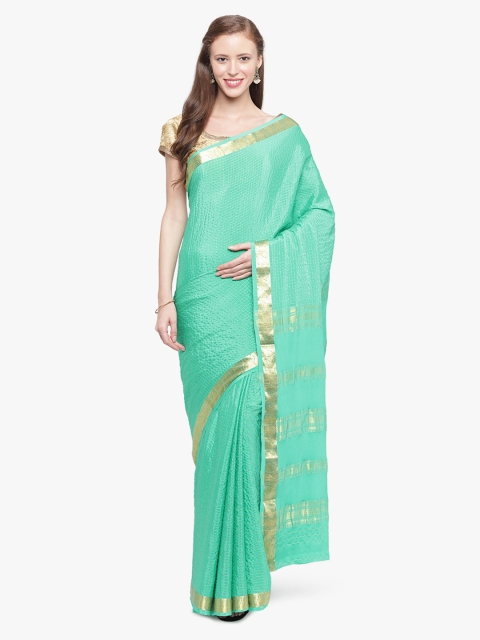 

Sudarshan Silks Green Pure Silk Checked Mysore Silk Saree