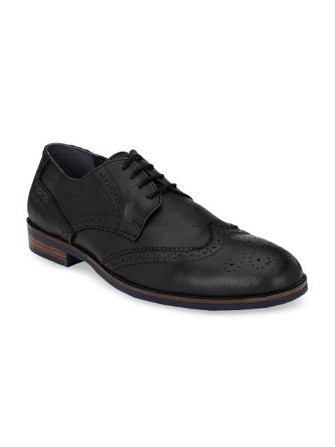 

Delize Men Black Solid Leather Formal Brogues