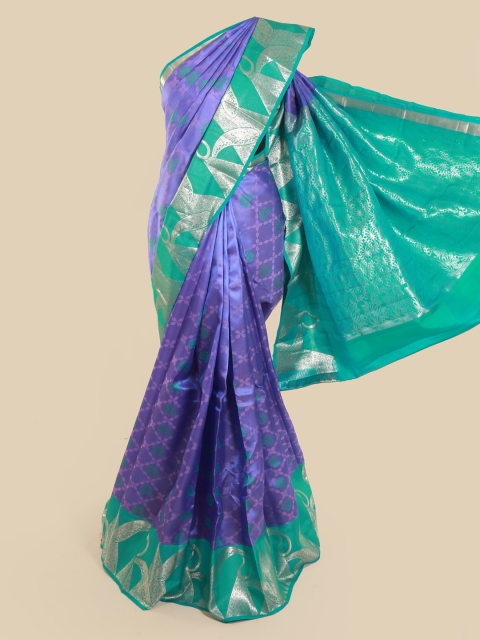 

Pothys Lavender & Green Pure Silk Woven Design Kanjeevaram Saree