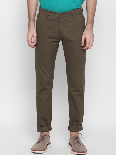 

Cantabil Men Olive Green Straight Fit Solid Regular Trousers