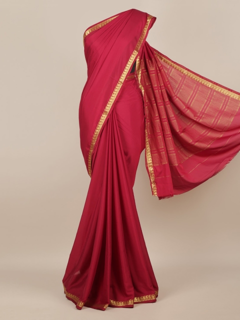 

Pothys Maroon & Gold-Toned Poly Georgette Solid Saree
