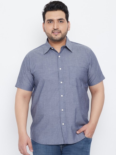 

bigbanana Men Blue Regular Fit Solid Cotton Casual Shirt