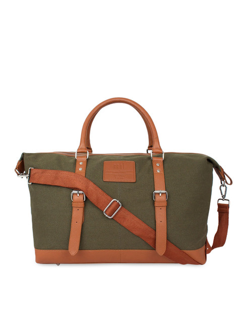 

echt Men Green & Brown Solid Duffel Bag