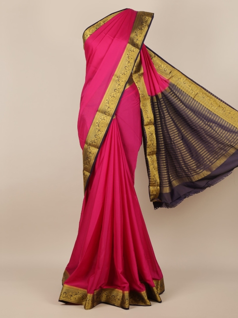 

Pothys Magenta Solid Poly Georgette Saree
