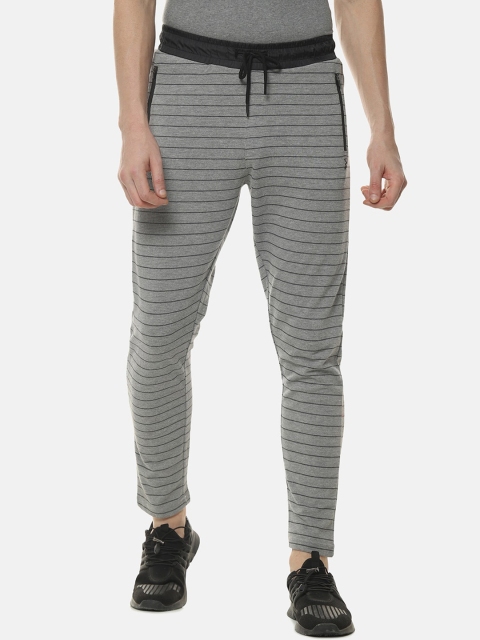 

Campus Sutra Men Grey & Black Striped Straight-Fit Track Pants