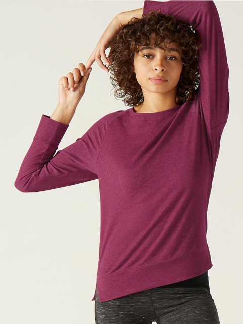 

NYAMBA By Decathlon Women Purple Solid V-Neck T-shirt