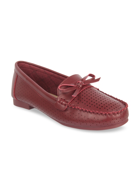 

Flat N Heels Women Maroon Perforations Loafers