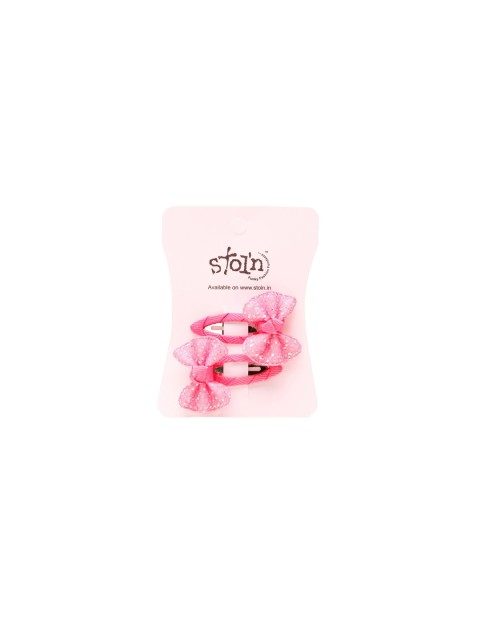 

Stoln Girls Pink & Silver-Toned Set of 2 Embellished Tic Tac Hair Clip