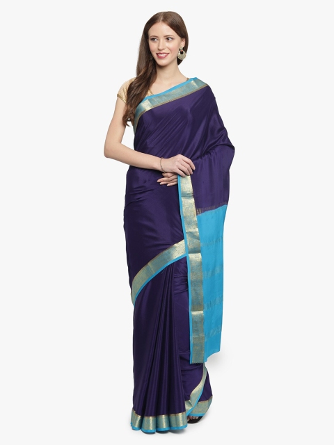 

Sudarshan Silks Blue Pure Silk Solid Mysore Silk Saree