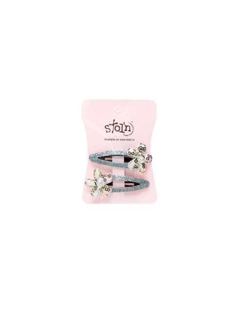 

Stoln Girls Grey & Pink Set of 2 Embellished Tic Tac Hair Clip