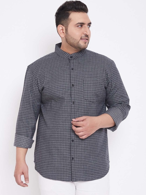 

Instafab Plus Men Grey Regular Fit Checked Casual Shirt
