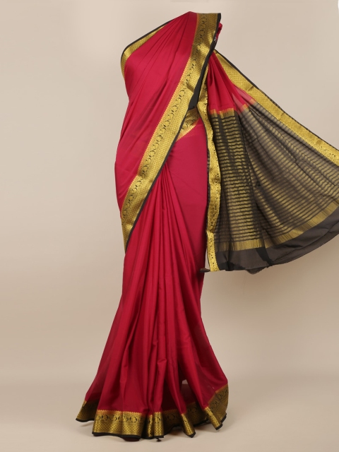 

Pothys Maroon Solid Poly Georgette Saree