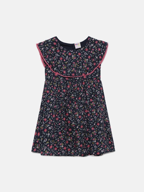 

ZION Girls Blue Printed Fit and Flare Dress