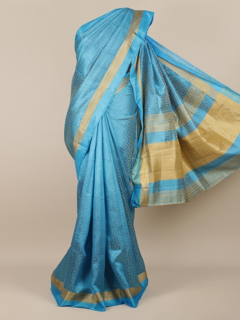 

Pothys Blue & Gold-Coloured Jute Silk Woven Design Saree