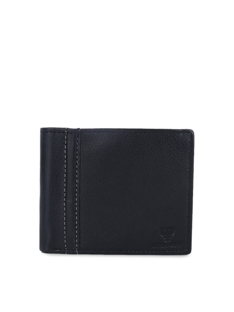 

LEISURES Men Black Textured Two Fold Wallet